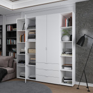Комплект Doros Гелар с 2 Этажерками 3 ДСП 192.6х49.5х203.4 (42005035) Белый Комплект Doros Гелар с 2 Этажерками 3 ДСП 192.6х49.5х203.4 (42005035) Белый