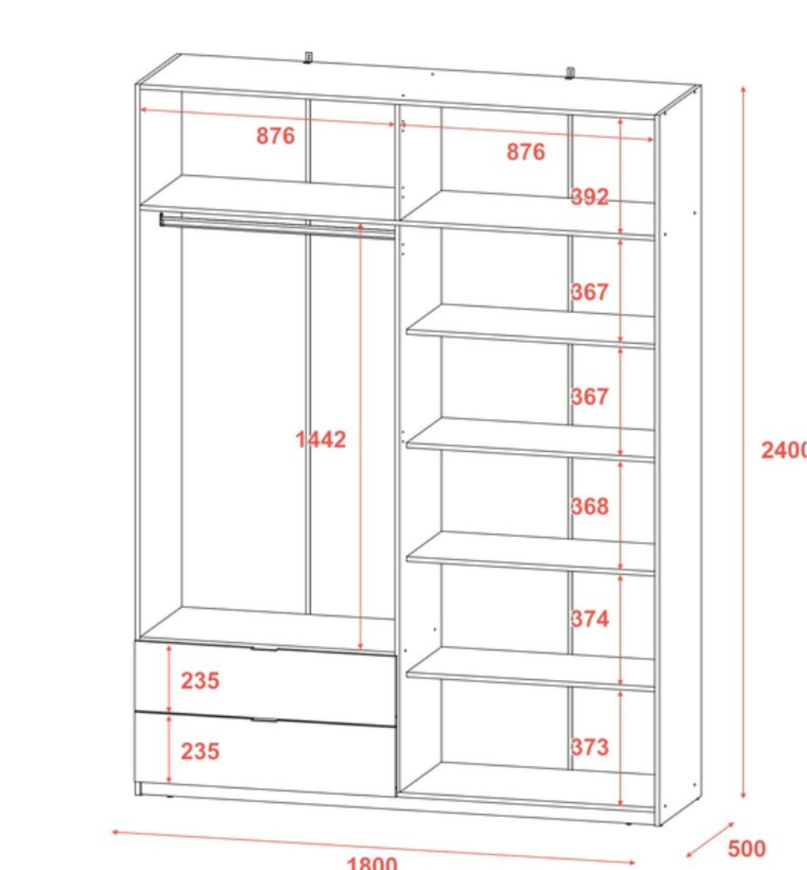 Шкаф для одежды Doros Лукас 180х50х240 (80737731) Дуб сонома