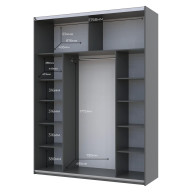 Шкаф купе Doros G-Caiser 2 Стекла / 3 части 180х60х240 (42005016) Графит
