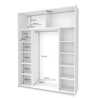 Шкаф купе Doros G-Caiser 2 Стекла / 3 части 180х60х240 (42005017) Белый