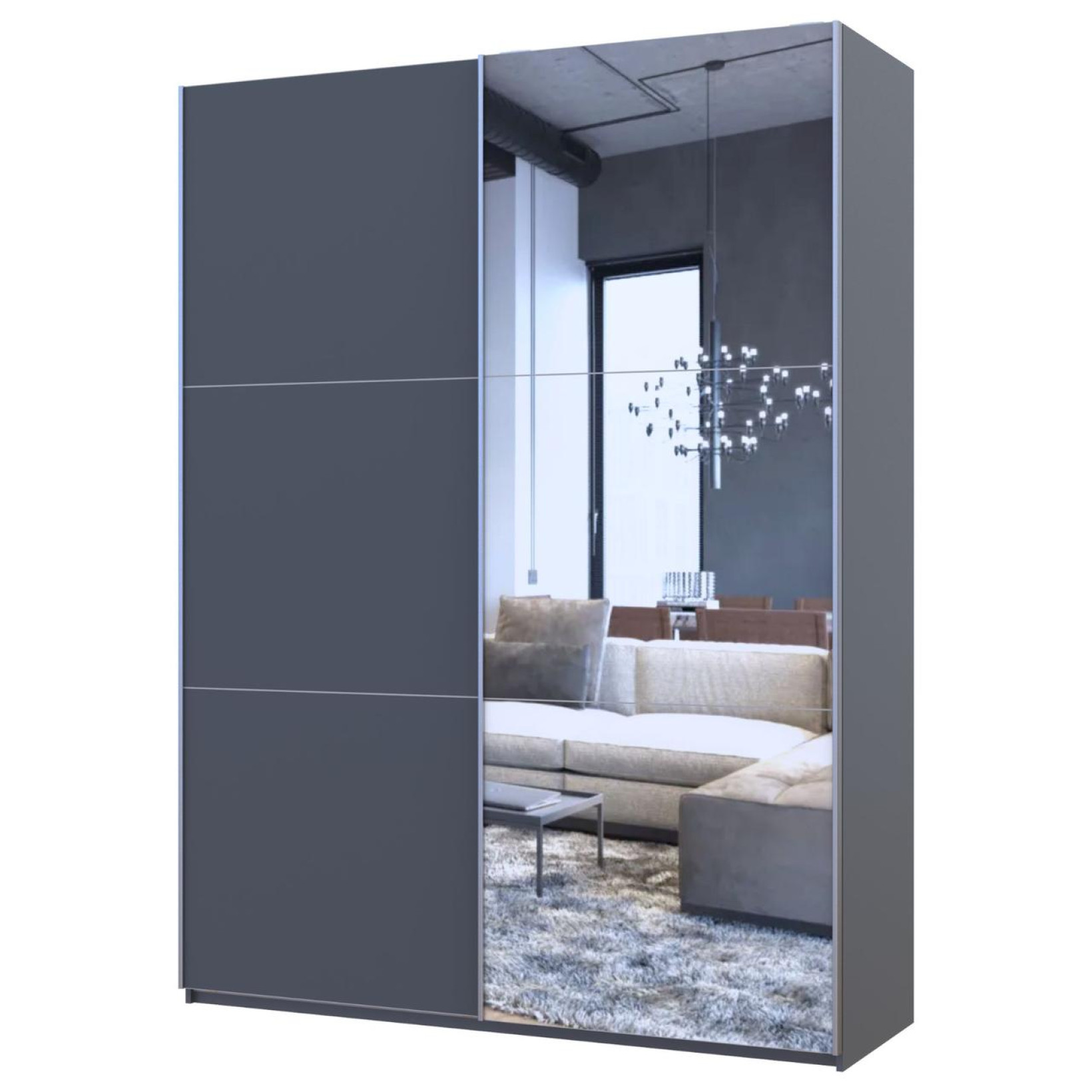 Шкаф купе Doros G-Caiser 1 ДСП / 1 Зеркало 160х60х240 (42005084) Графит