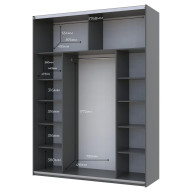 Шкаф купе Doros G-Caiser 1 ДСП / 1 стекло / 3 части 180х60х240 (42005091) Графит/Черный