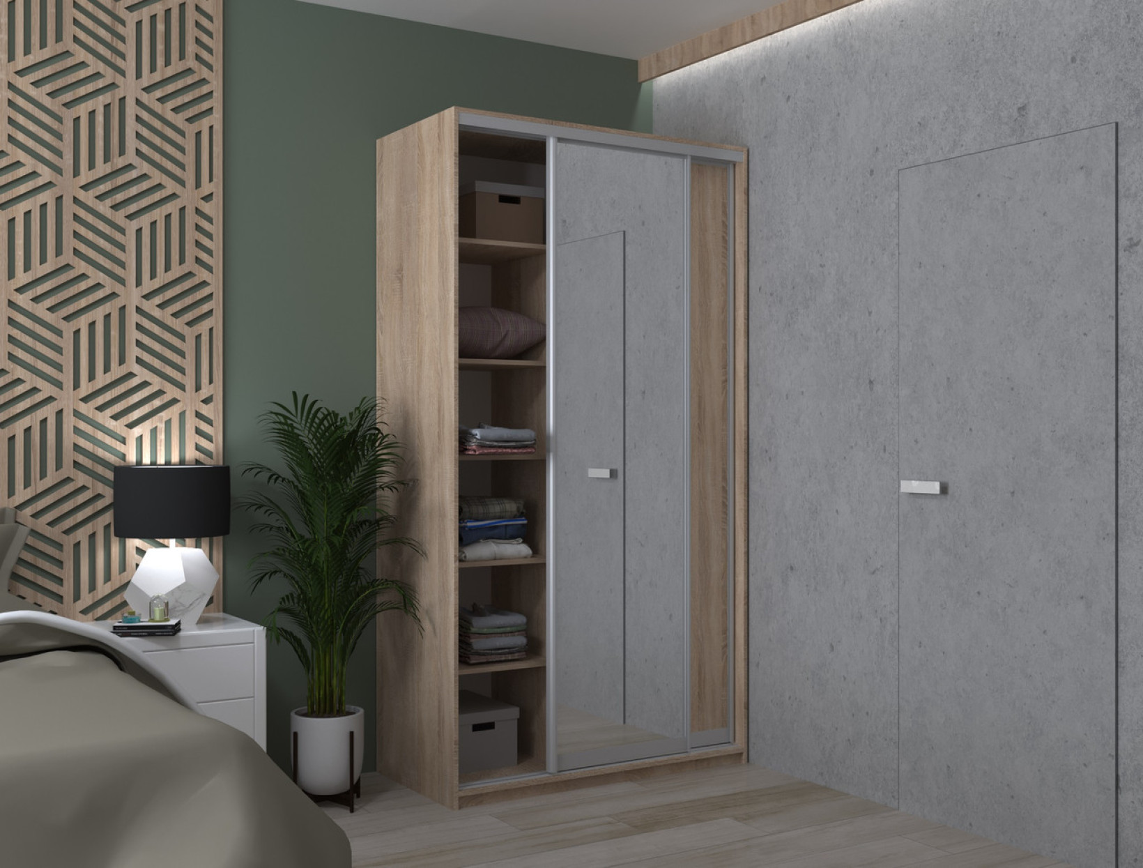 Шкаф купе Doros Сити Лайт 1 ДСП / 1 Зеркало 120х60х225 (42002035) Дуб Cонома