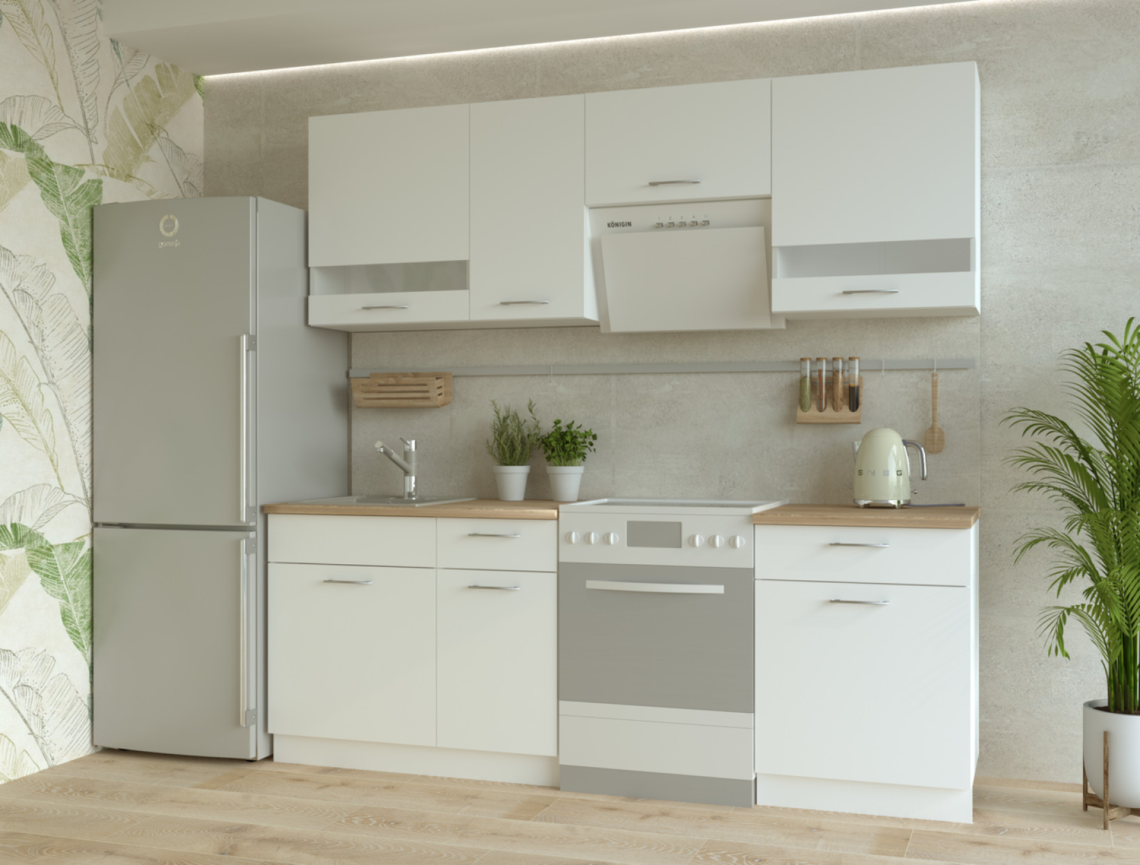 Кухня Doros Лея ДСП 220х60х250 (80359337) Белый вставки стекло
