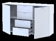 Комод Doros Рон 5 2 фасада 4 шухляды 140х38х81 (44900223)  Белый 