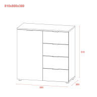 Комод Doros Рон 1 1 фасад 4 шухляды 80х38х81 (41516043) Кашемир