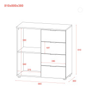 Комод Doros Рон 1 1 фасад 4 шухляды 80х38х81 (41516043) Кашемир