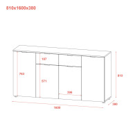 Комод Doros Рон 7 4 фасади 2 шухляди 160х38х81 (41516049) Кашемир