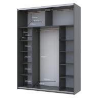 Шкаф купе Doros G-Caiser 2 ДСП / 3 части 180х60х240 (42005014) Графит/Дуб Эвок