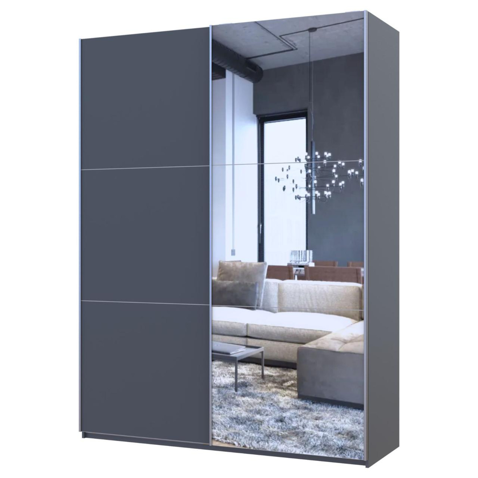 Шкаф купе Doros G-Caiser 1 ДСП / 1 зеркало 180х60х240 (42005088) Графит