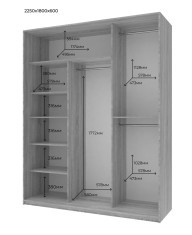 Шкаф купе Doros Сити Лайт 3 Зеркала 180х60х225 (80736374) Кашемир Шкаф купе Doros Сити Лайт 3 Зеркала 180х60х225 (80736374) Кашемир