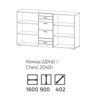 Комод 2Д4Ш Джейкоб дуб викинг/белый Сокме Комод 2Д4Ш Джейкоб дуб викинг/белый Сокме