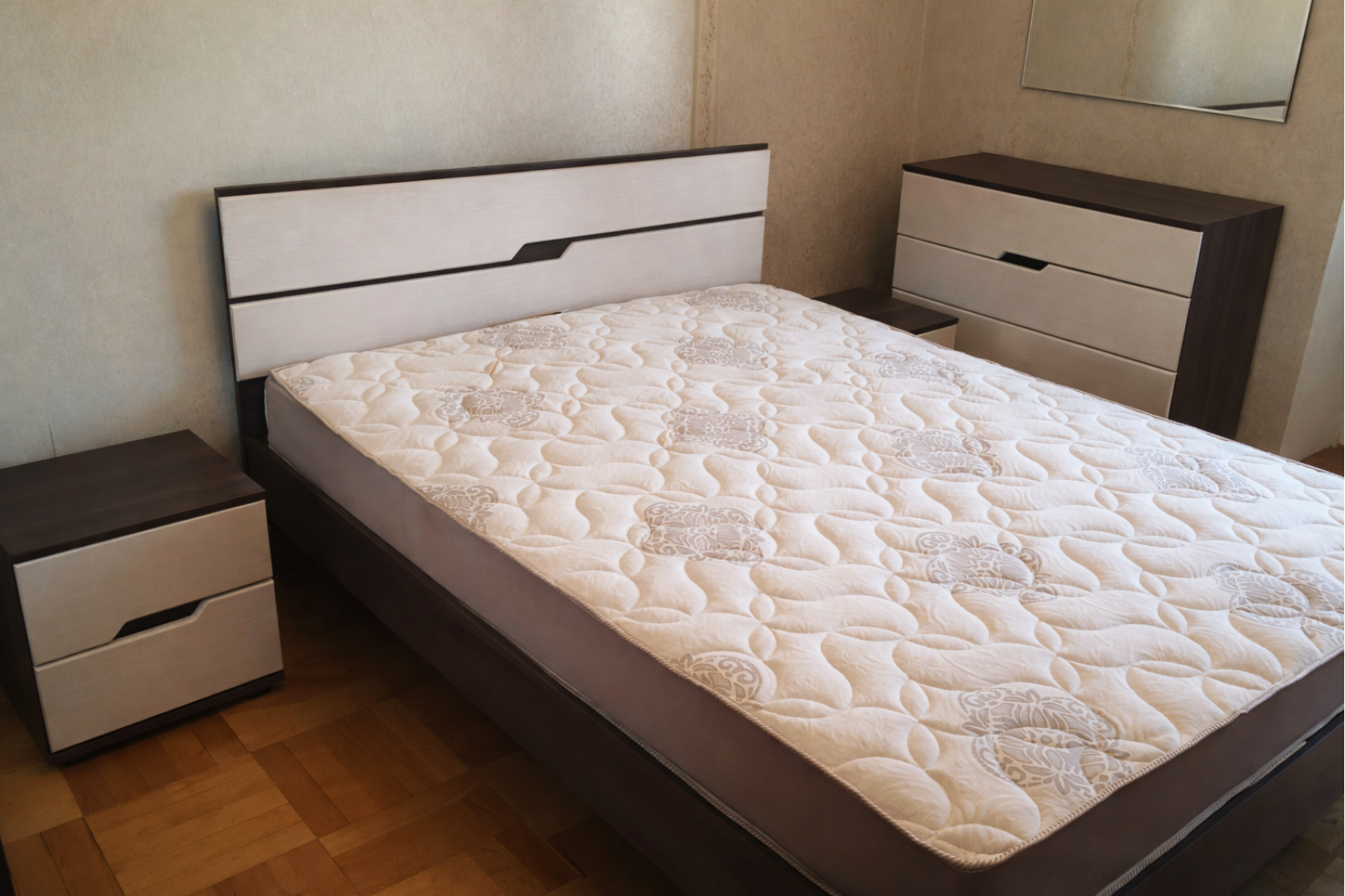 Кровать  2-сп Мария 160х200 Дуб катания черный/Белое золото Свит Меблив