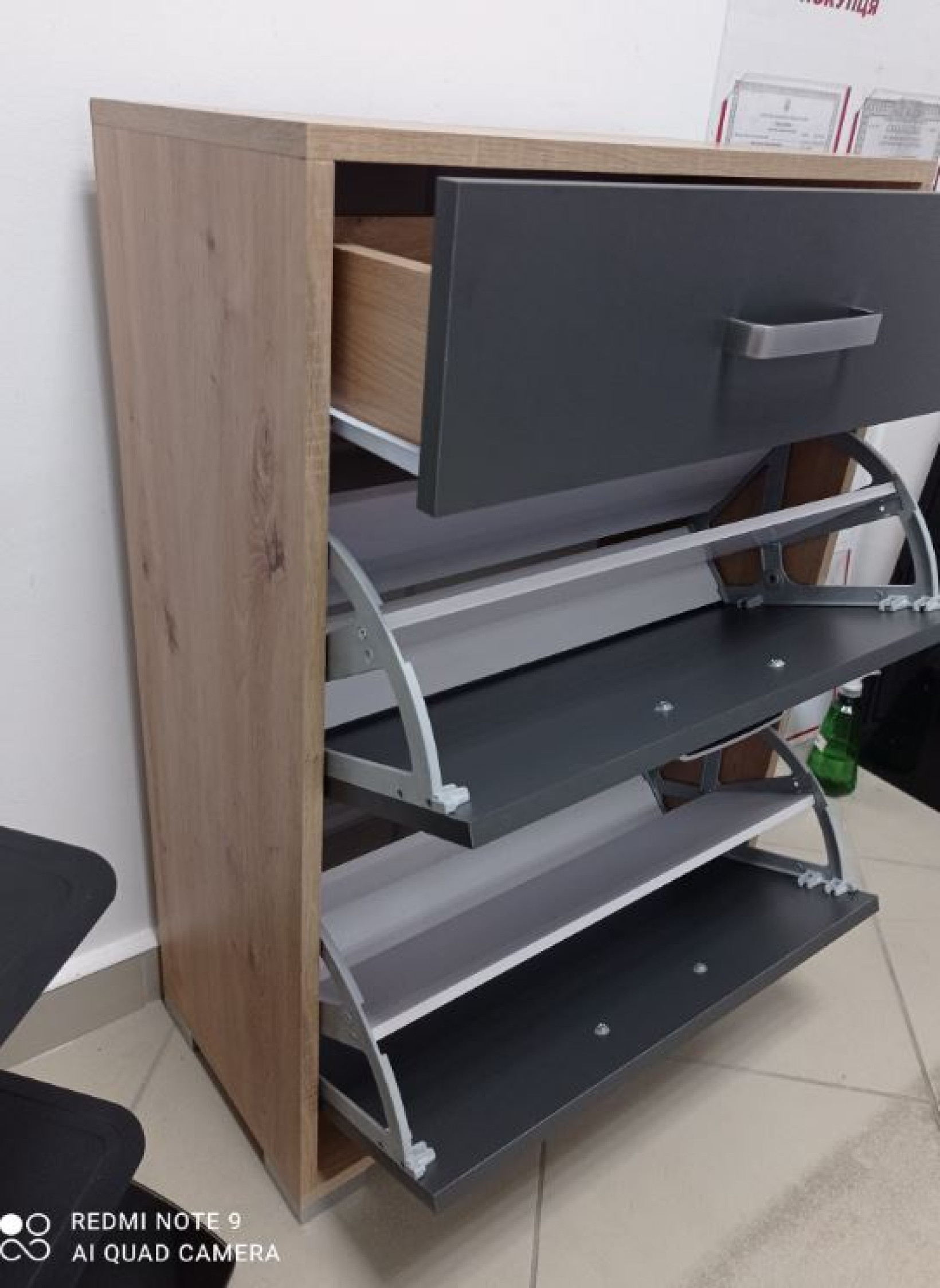 Тумба для обуви 60 Дуб Артизан/Антрацит Свит Меблив
